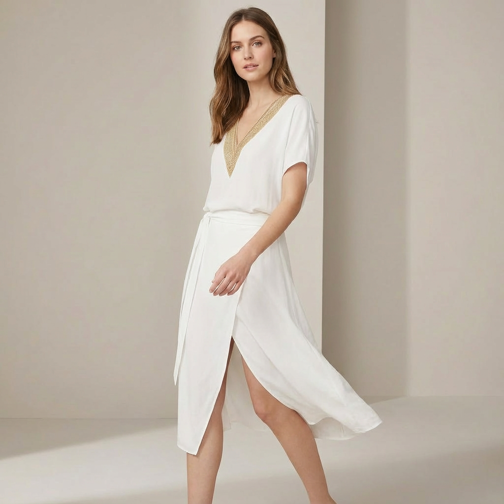 Women’s V-Neck Dress – Flattering Fit Made from Sustainable Fabric