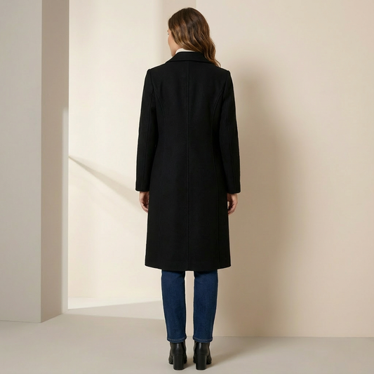 Women’s Winter Trench Coat – Single Breasted Long Coat with Elegant Fit