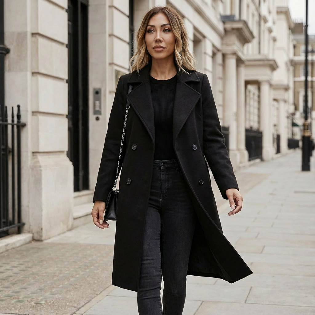 Women’s Double Breasted Winter Coat – Stylish & Warm Fit