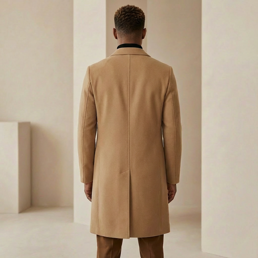 Men’s Slim-Fit Long Coat – Classic Formal Winter Style