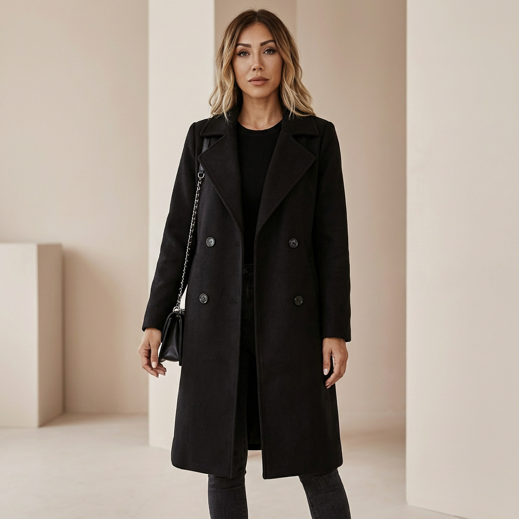 Women’s Double Breasted Winter Coat – Stylish & Warm Fit