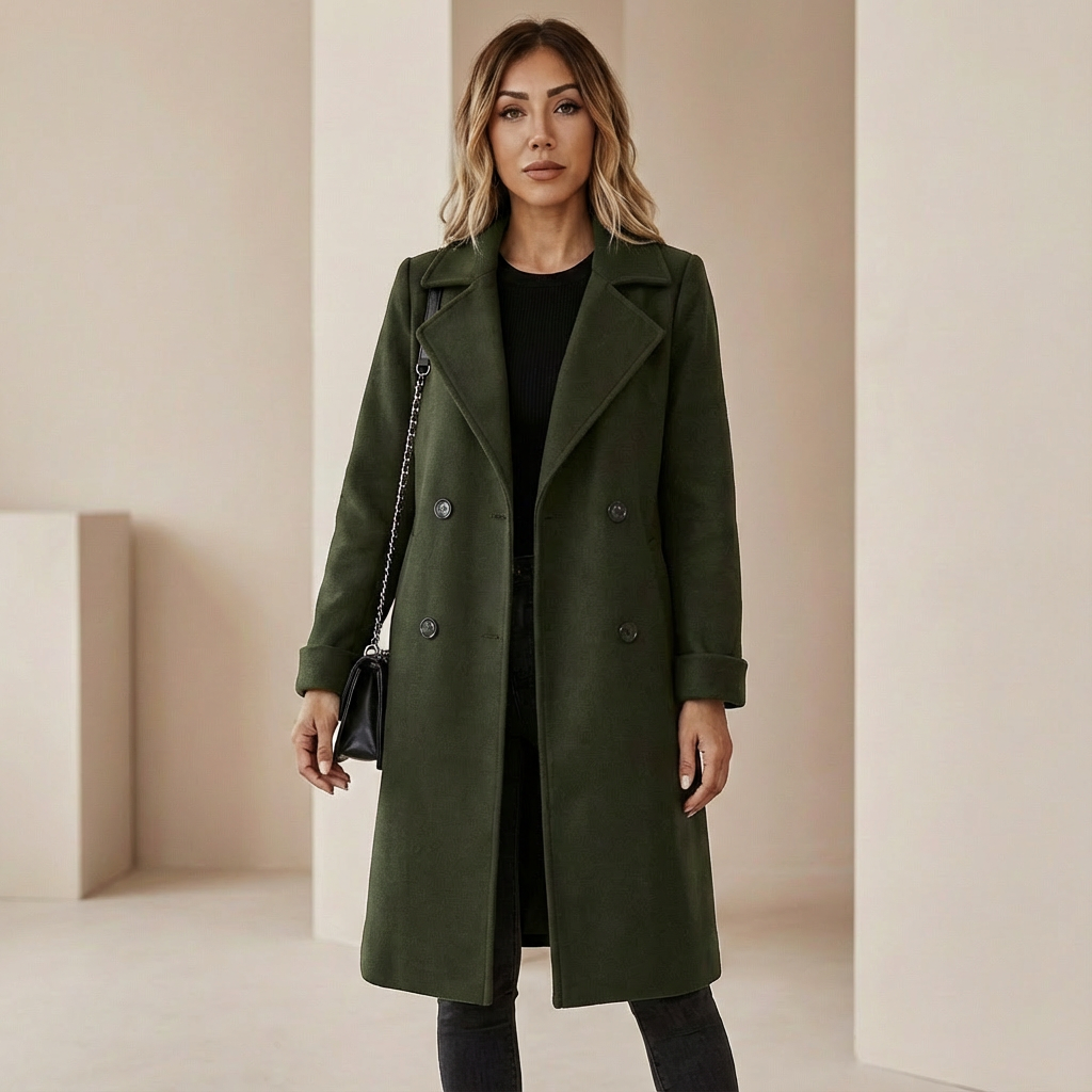 Women’s Double Breasted Winter Coat – Stylish & Warm Fit