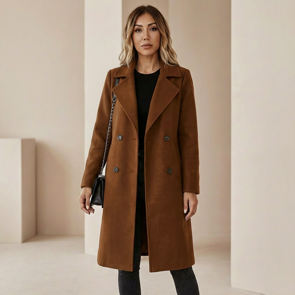 Women’s Double Breasted Winter Coat – Stylish & Warm Fit