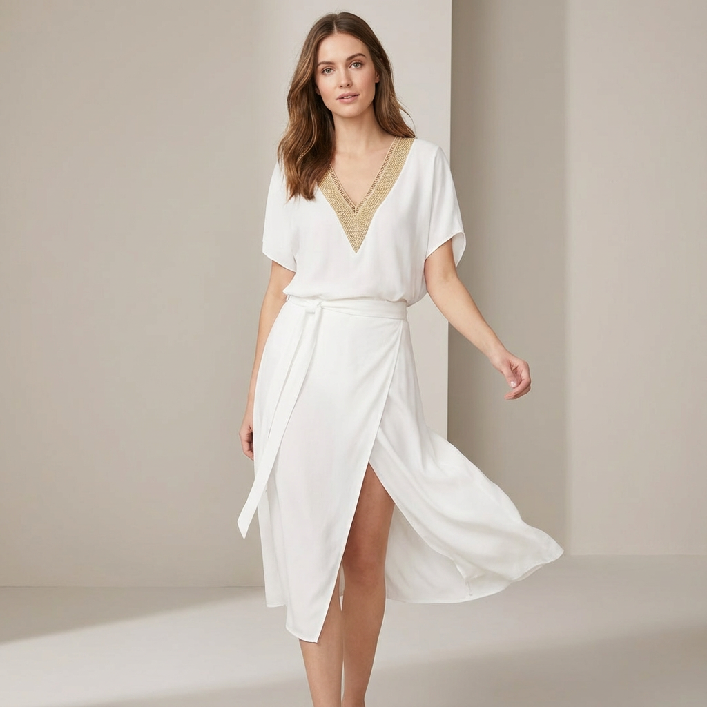 Women’s V-Neck Dress – Flattering Fit Made from Sustainable Fabric